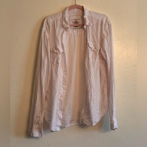 Claudio Milano white Linen Button-Up Shirt